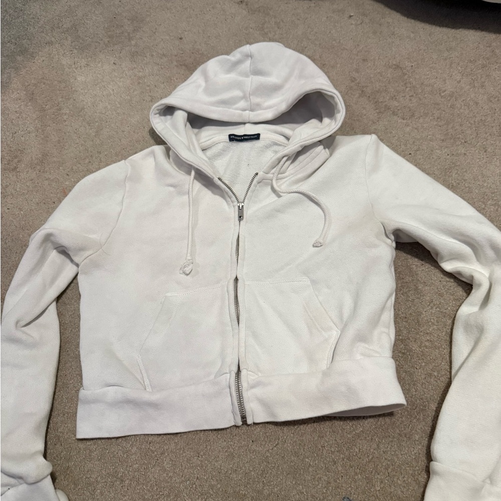 Brandy Melville Cream Zip-Up Hoodie